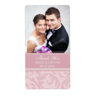 Pink Cream Swirls Photo Wedding Labels