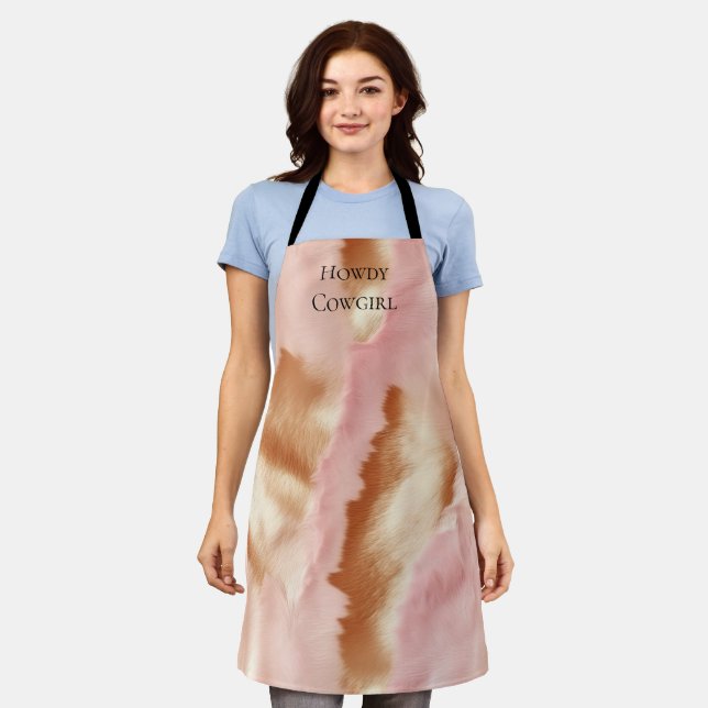 Pink Cream Tan Southwest Cowgirl Cowhide Apron (Worn)
