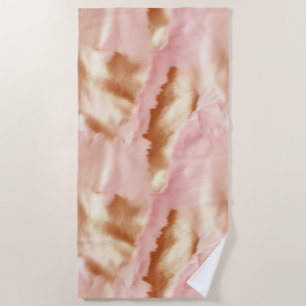 Pink Cream Tan Southwest Cowgirl Cowhide Beach Towel