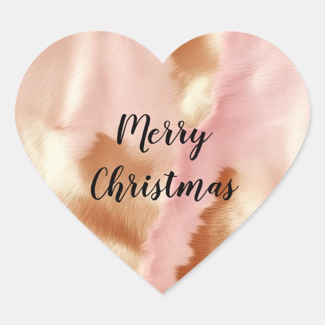 Pink Cream Tan Southwest Cowgirl Cowhide Heart Sticker (Front)