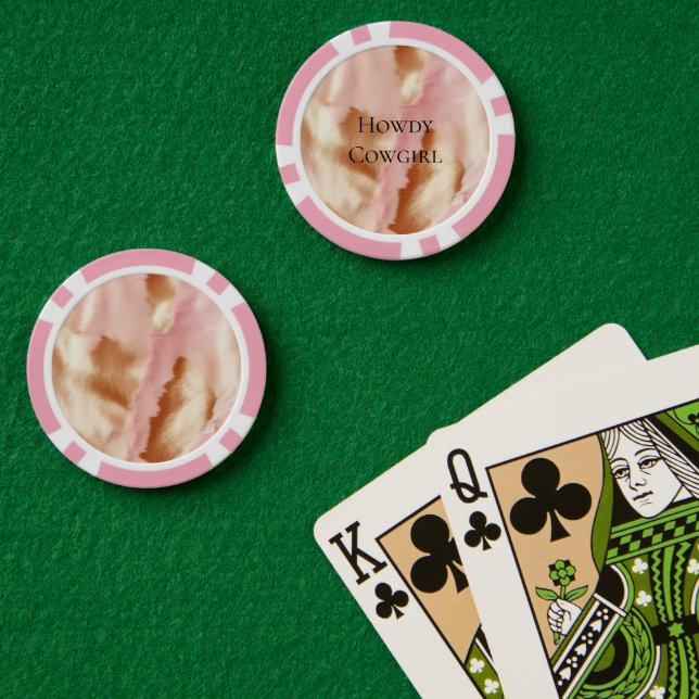 Pink Cream Tan Southwest Cowgirl Cowhide Poker Chips (Poker Table (Double))