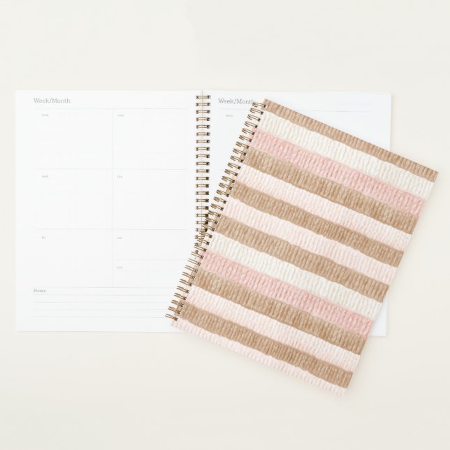 Pink Cream Tan Stripes Planner (Display)