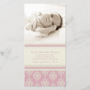 Pink Cream Thank You Baby Shower Photo Cards