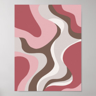 Pink & Cream Wavy Abstract  Poster
