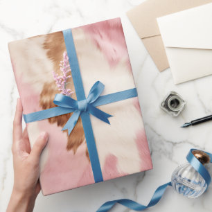 Pink Cream White Animal Wrapping Paper