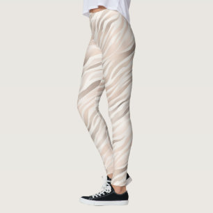 Pink Cream Zebra Animal Print Leggings