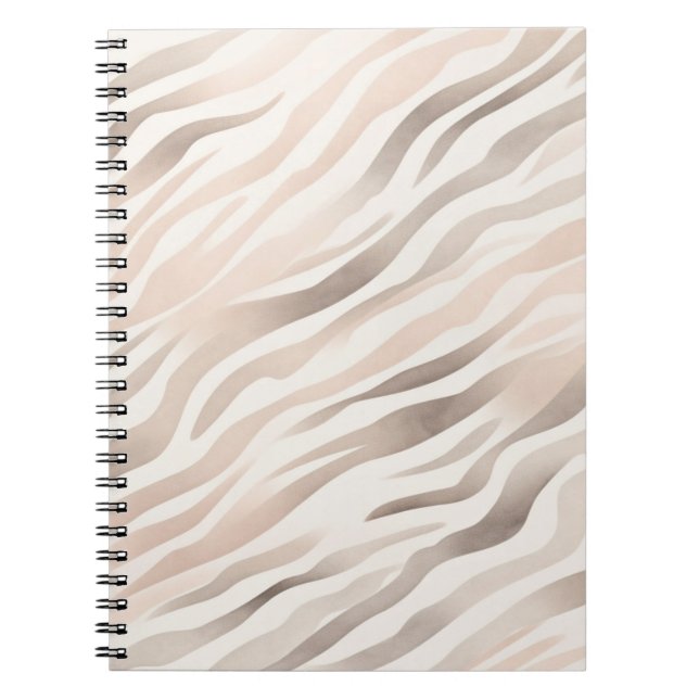 Pink Cream Zebra Animal Print Notebook (Front)