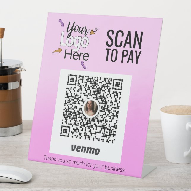 Pink Create Custom Venmo for Business Pedestal Sign (In SItu)