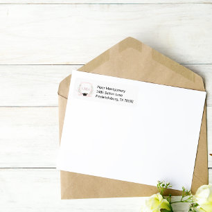 Pink Crest Coquette Monogram Graduation Return Address Label