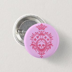 Pink Crest with Skull and Cardsuits Button