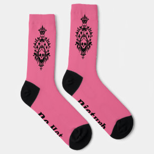 Pink Crest with Skull and Cardsuits Socks