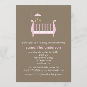 Pink Crib Girl Baby Shower Invitation