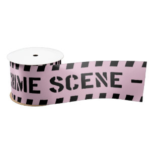 Pink Crime Scene Police Detective Murder Mystery Satin Ribbon