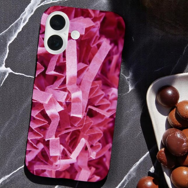 Pink Crinkled Shredded Paper Abstract Photograph Case-Mate iPhone Case (Phone case back)