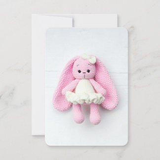 Pink Crochet Bunny Minimalist Photography Card