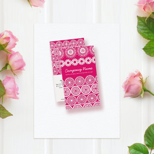 Pink Crochet Lace Flowers Business Card