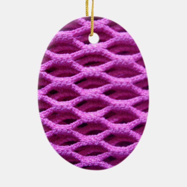 Pink Crochet Look Ceramic Tree Decoration (Back)