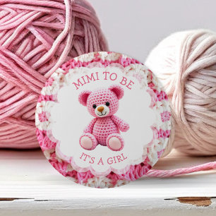 Pink Crocheted Teddy Bear   Mimi to Be 6 Cm Round Badge