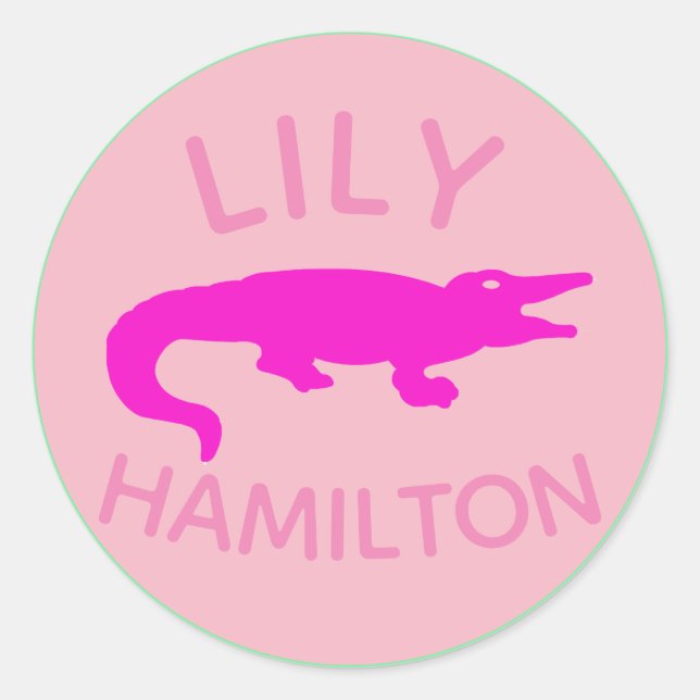 Pink Crocodile Name Sticker (Front)