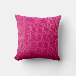 Pink crocodile skin, leather texture cushion