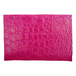 Pink crocodile skin, leather texture pillowcase