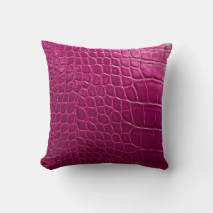 Pink crocodile skin texture cushion