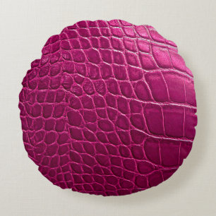 Pink crocodile skin texture round cushion