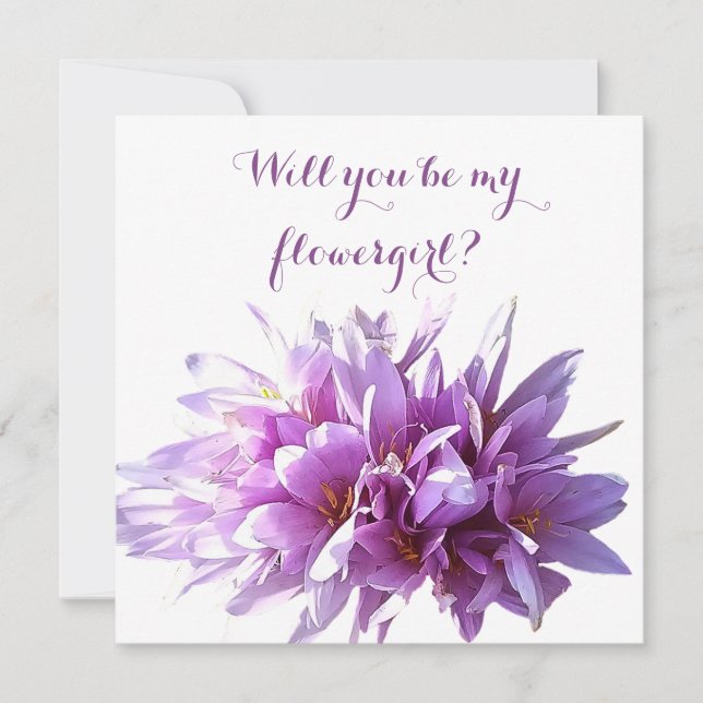 Pink Crocus Flower Will you be my flowergirl card (Front)
