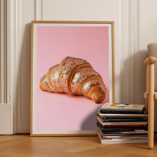 Pink Croissant Print Eclectic Print Maximalist