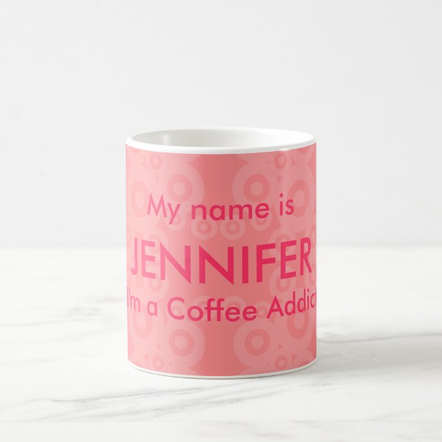 Pink Crop Circles Coffee Addict Mug (Center)