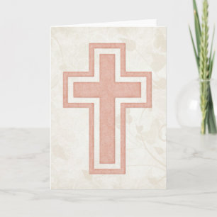 Pink Cross 4 Blank Christian Greeting Card
