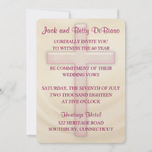 Pink Cross 60th Anniversary Invitations