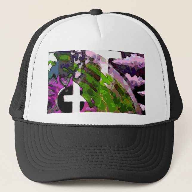 Pink Cross And Eye Trucker Hat (Front)