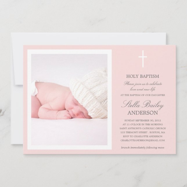 PINK CROSS | BAPTISM INVITATIONS (Front)