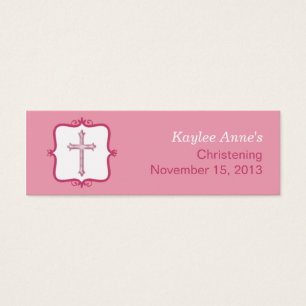 Pink Cross Baptism Small Tag