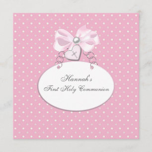 Pink Cross Girls First Communion Invitation