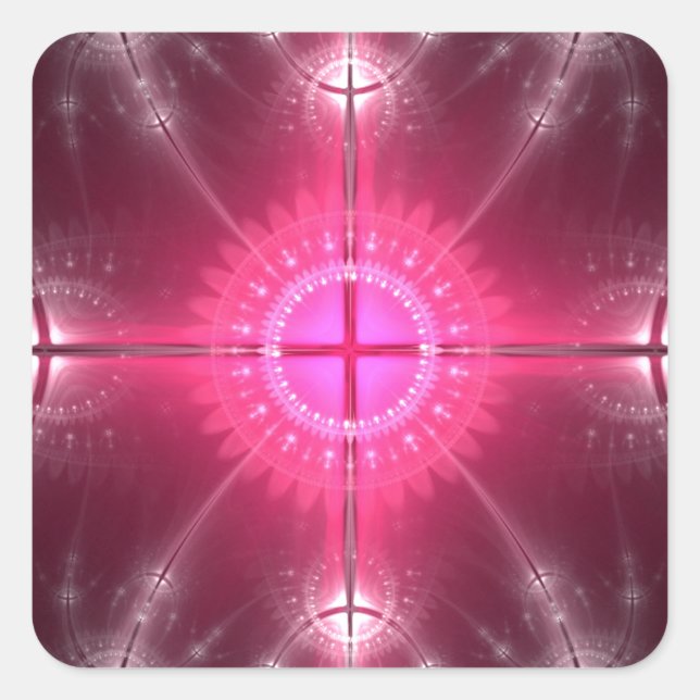 Pink Cross Square Sticker (Front)