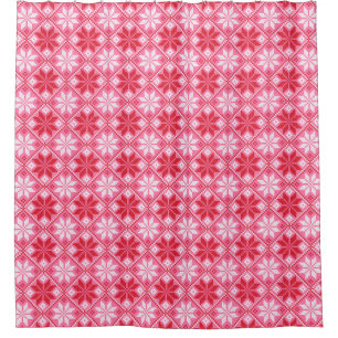 Pink cross-stitch pattern shower curtain