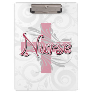 Pink Cross/Swirl Nurse Clipboard