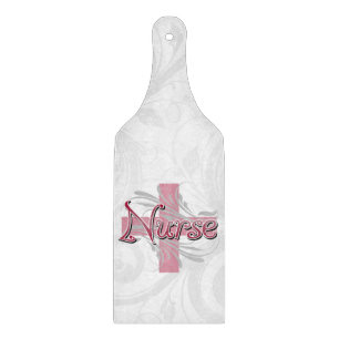 Pink Cross/Swirl Nurse Cutting Board