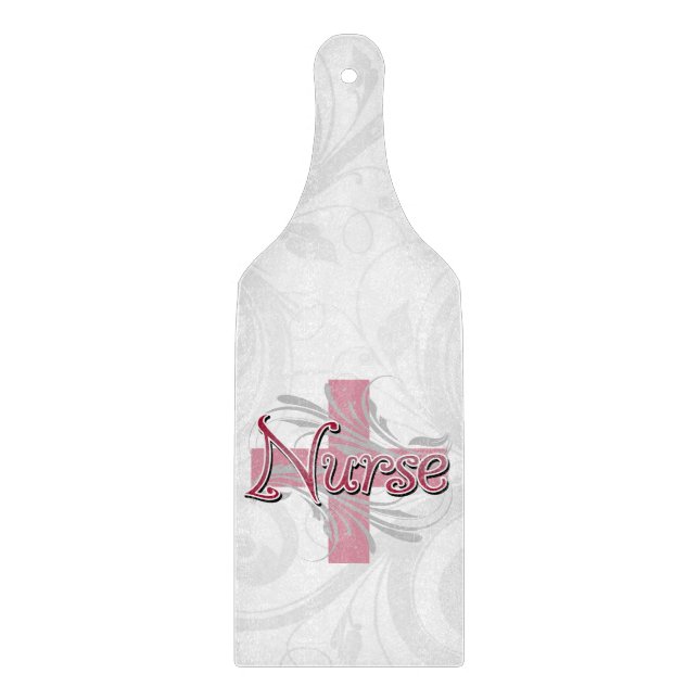 Pink Cross/Swirl Nurse Cutting Board (Front)