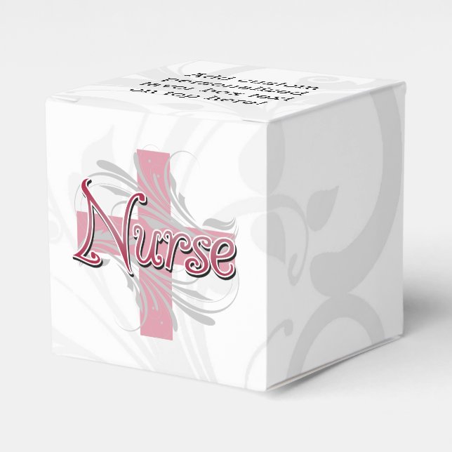 Pink Cross/Swirl Nurse Favour Box (Front Side)