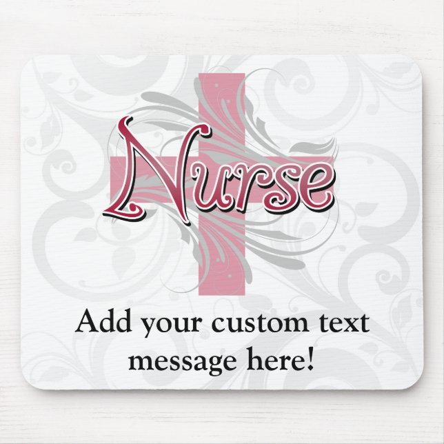 Pink Cross/Swirl Nurse Mouse Pad (Front)