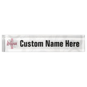 Pink Cross/Swirl Nurse Nameplate