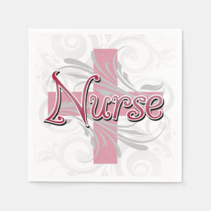 Pink Cross/Swirl Nurse Napkin