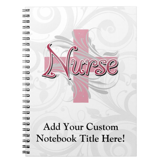 Pink Cross/Swirl Nurse Notebook (Front)