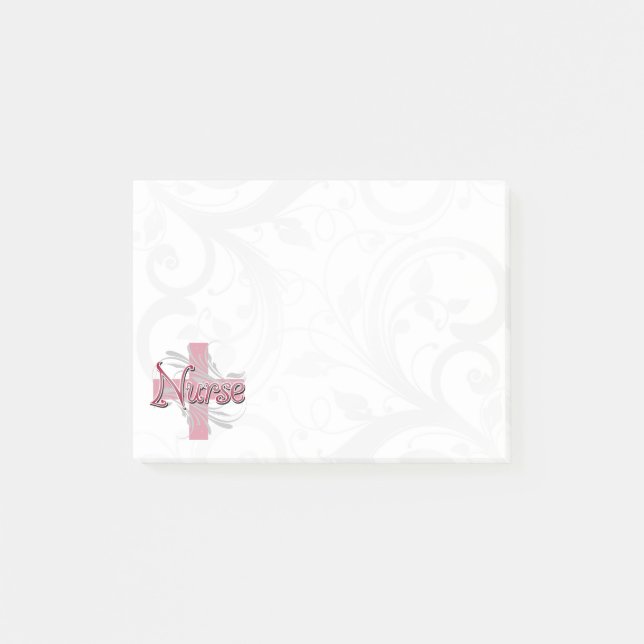 Pink Cross/Swirl Nurse Post-it Notes (Front)