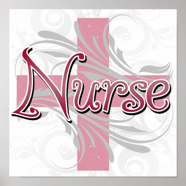 Pink Cross/Swirl Nurse Poster (Front)