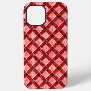 Pink cross tartan plaid with light rough relief th iPhone 12 pro max case