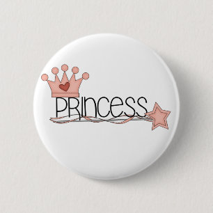 Pink Crown and Wand Princess 6 Cm Round Badge